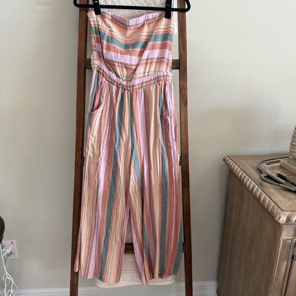American Eagle Strapless Striped Multicolor Jumpsuit - Picture 1 of 3